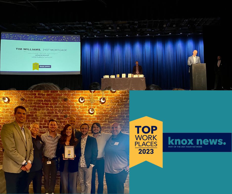 21st Mortgage is recognized as a Top Workplace in Knoxville and earned the Leadership Award